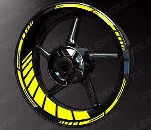Набір наклейок на колесо, авто, мото, вело 17 дюймів KSmoto wheel Жовтий Флуоресцентній wheel4/10 фото
