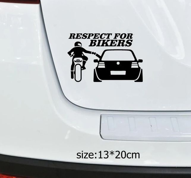 Авто мото наклейка Respect For Bikers 20см Різні кольори ST0044/2 фото